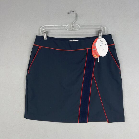 Greg Norman Skirt Womens 8 Dark Navy Red Skort Shorts Golf Performance Active - Picture 1 of 14